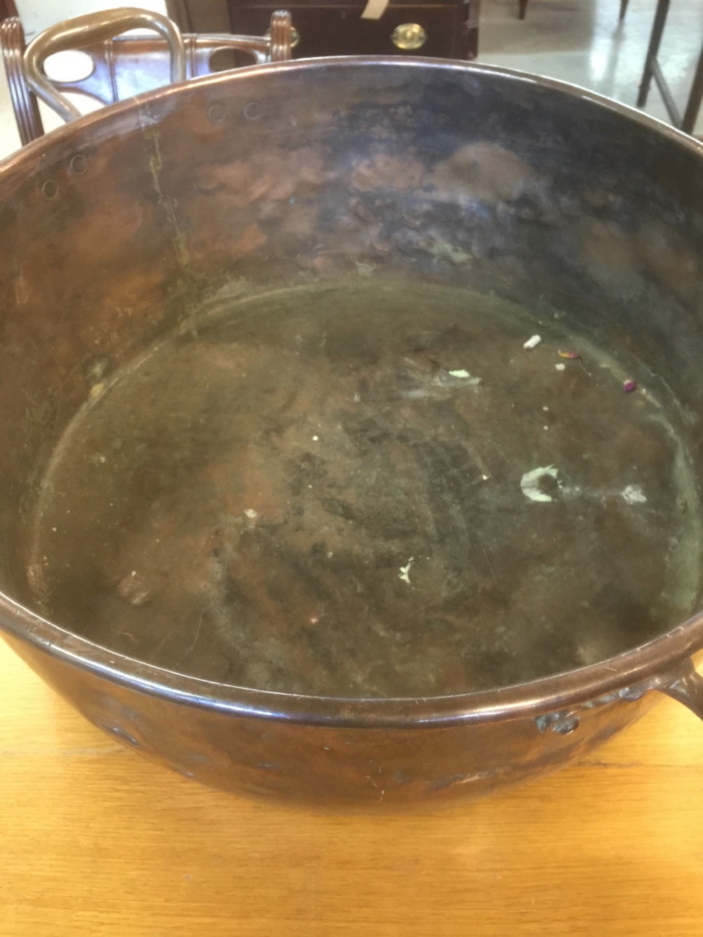 Large two handled late Georgian copper pan  View II