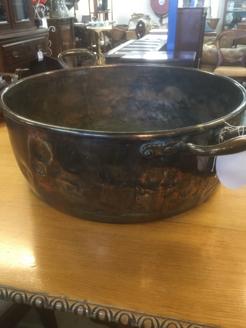 Large two handled late Georgian copper pan  View III