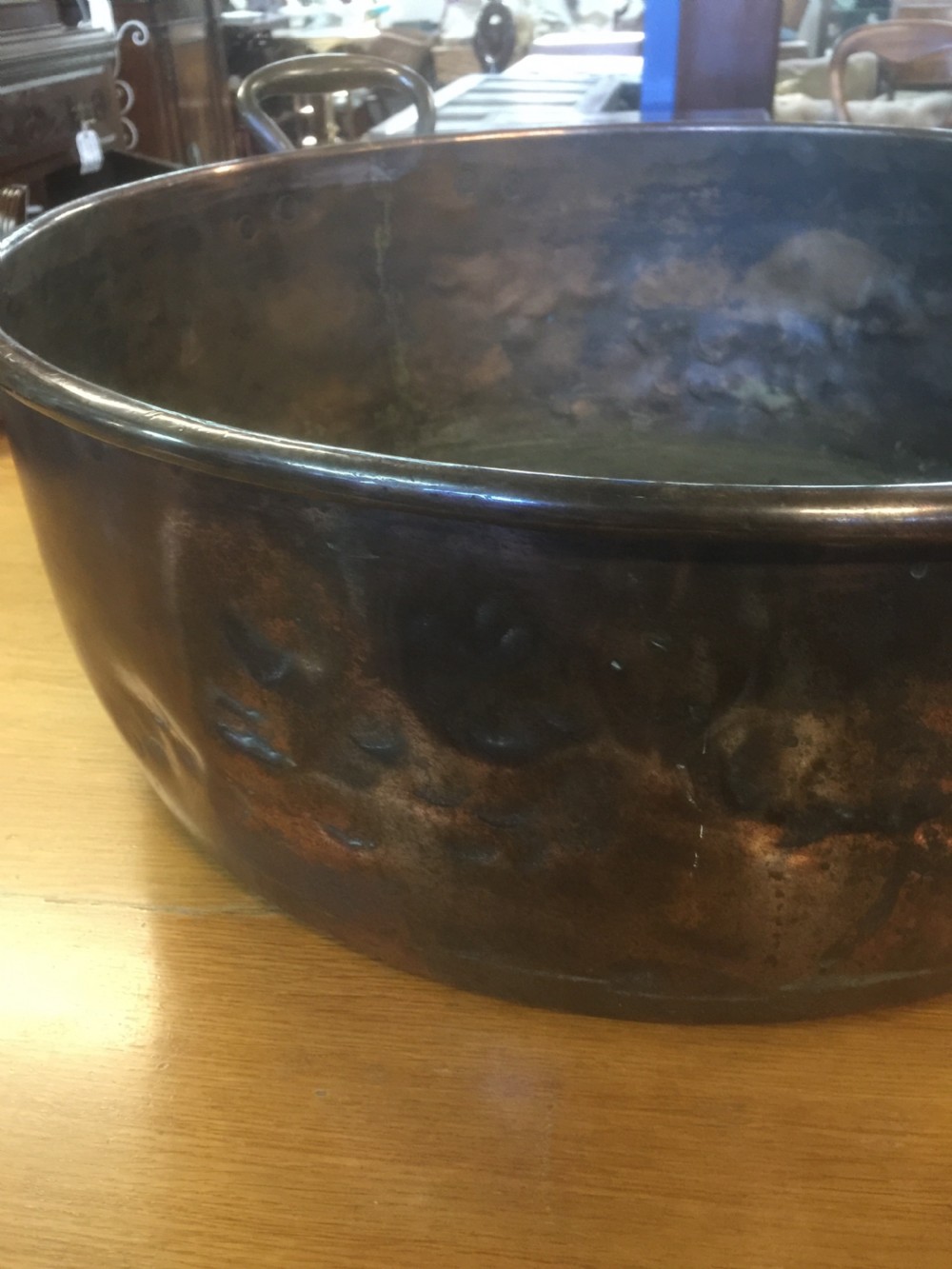 Large two handled late Georgian copper pan  View IV