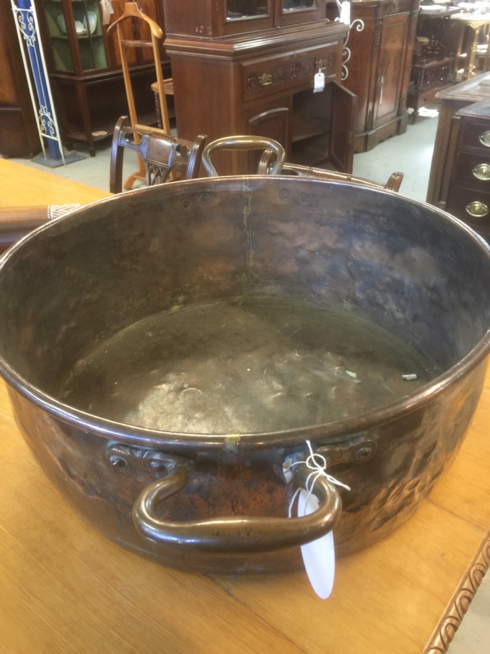 Large two handled late Georgian copper pan  View V