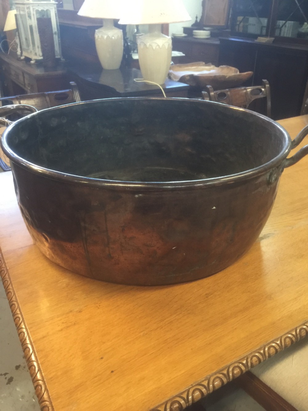 Large two handled late Georgian copper pan  View IX
