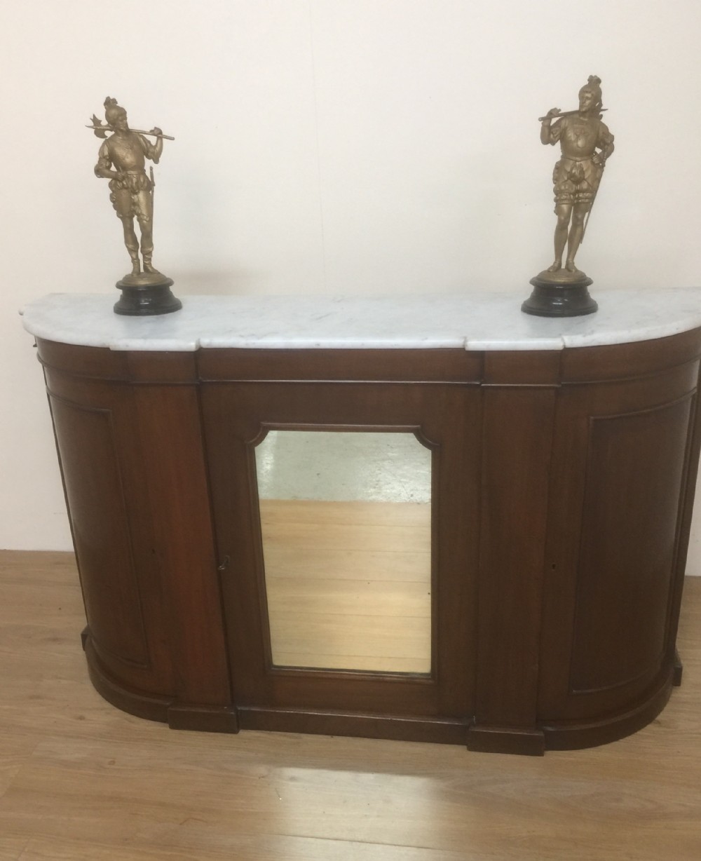 Nineteenth century white marble topped Mahogany credenza 