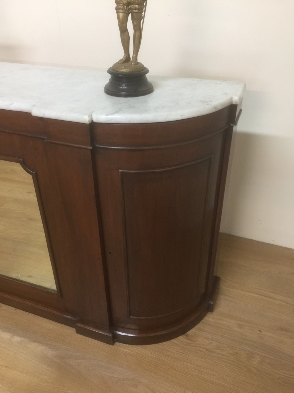 Nineteenth century white marble topped Mahogany credenza  View III