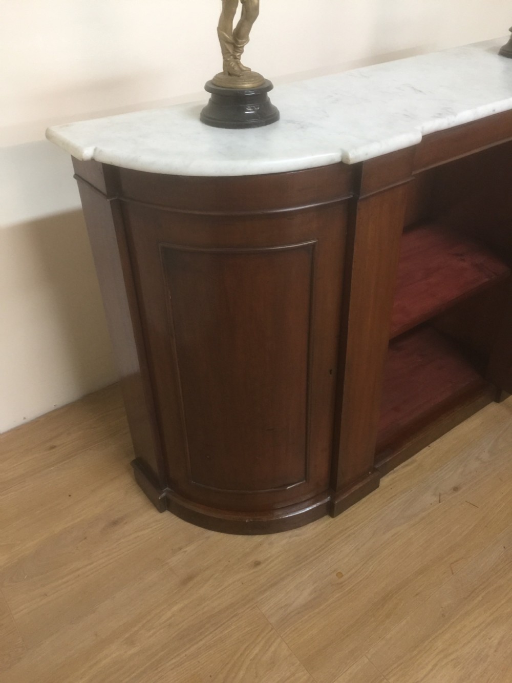 Nineteenth century white marble topped Mahogany credenza  View VII