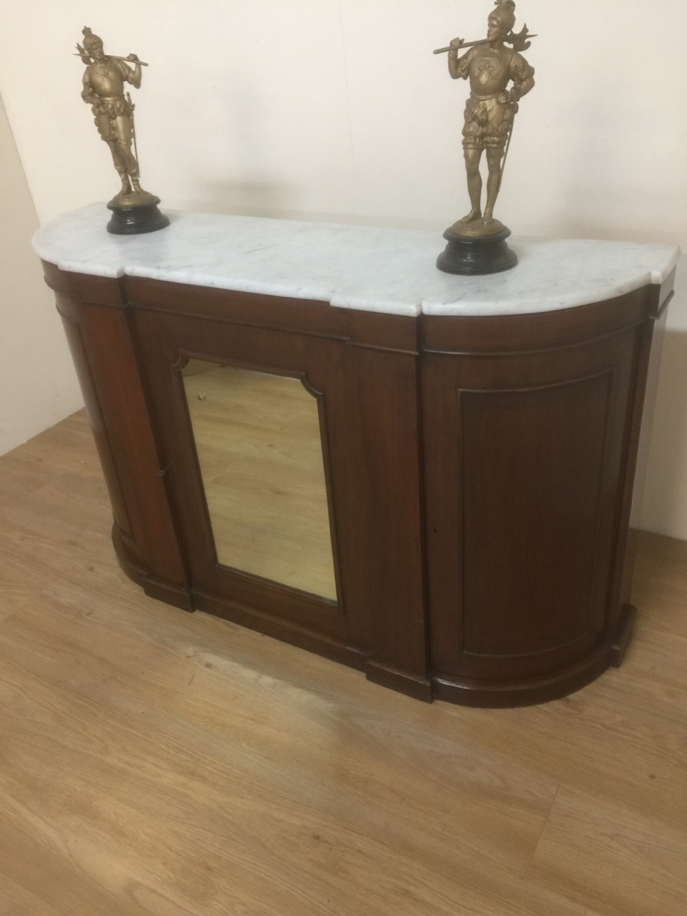 Nineteenth century white marble topped Mahogany credenza  View IX