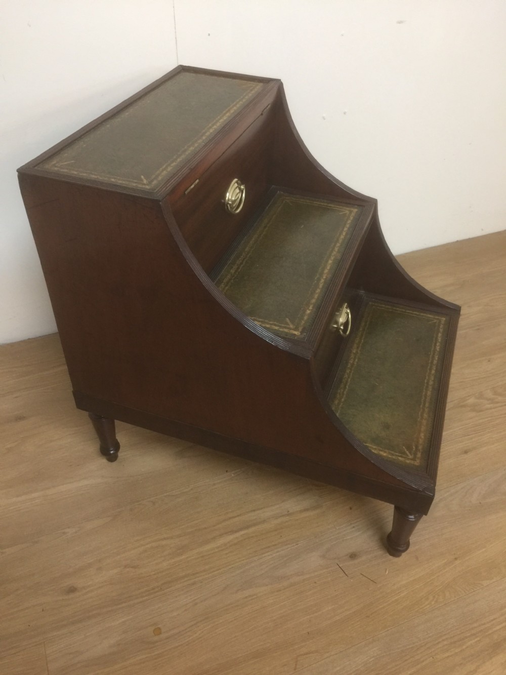Regency Mahogany library steps with leather inset treads  View II