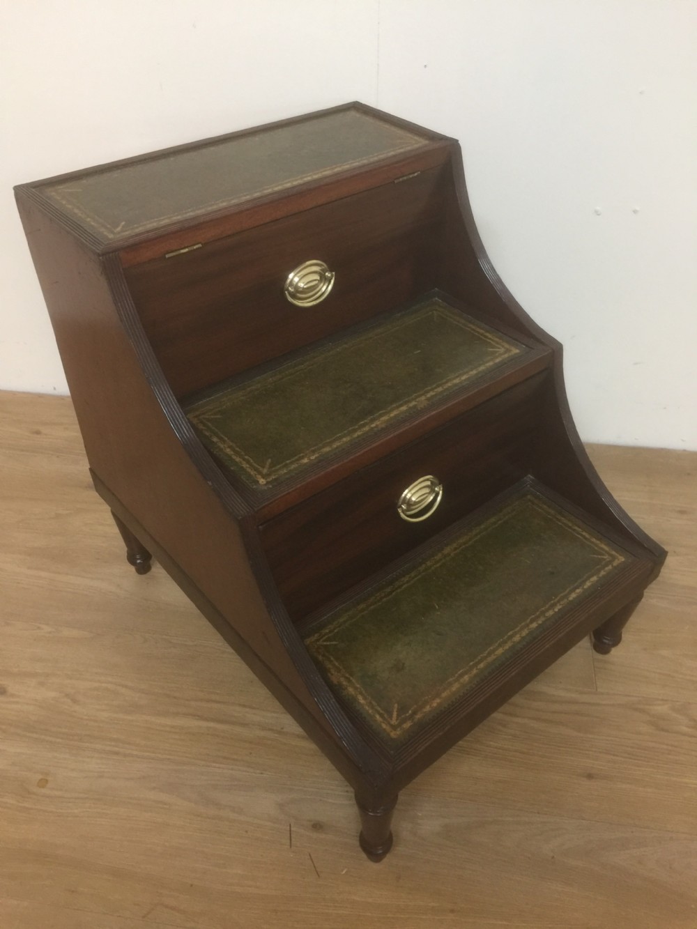 Regency Mahogany library steps with leather inset treads  View III