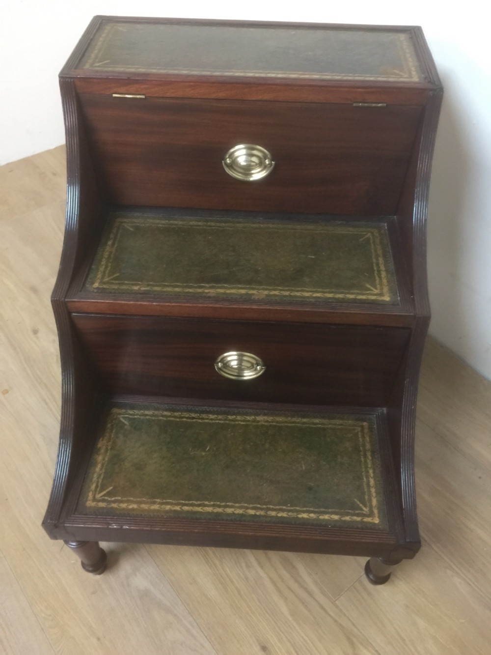 Regency Mahogany library steps with leather inset treads  View VIII