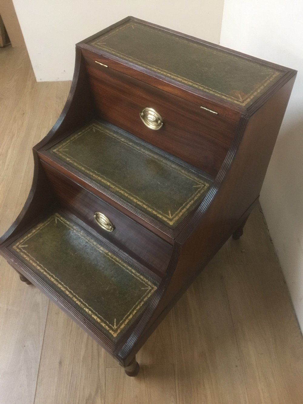 Regency Mahogany library steps with leather inset treads  View IX