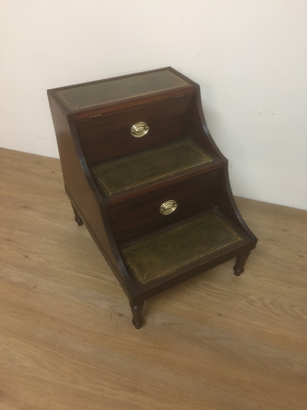 Regency Mahogany library steps with leather inset treads  View XI