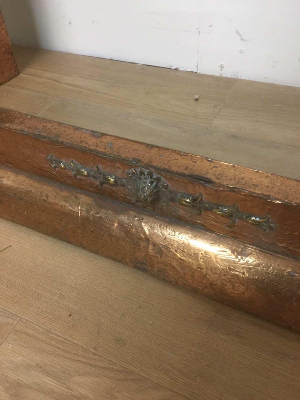 Arts and Crafts copper and brass fender  View III