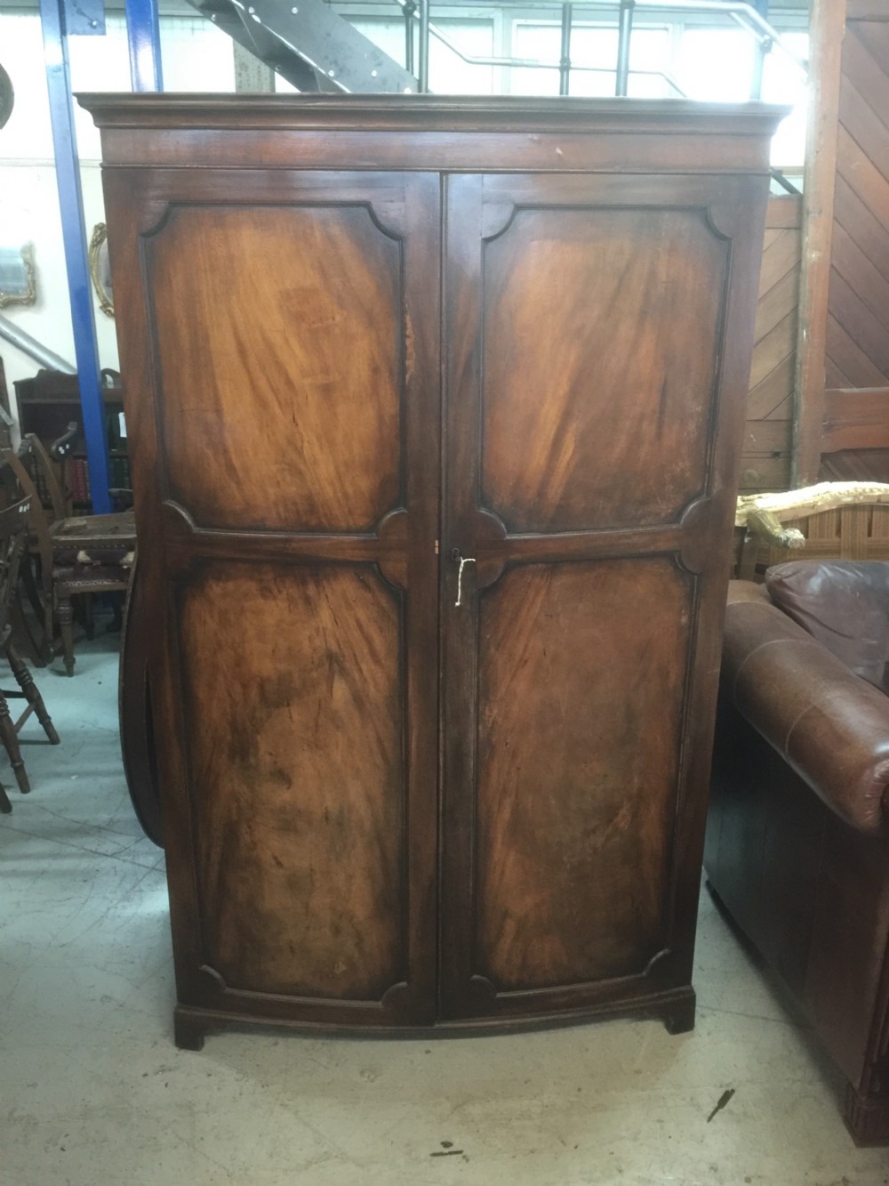 Edwardian bow fronted mahogany wardrobe 