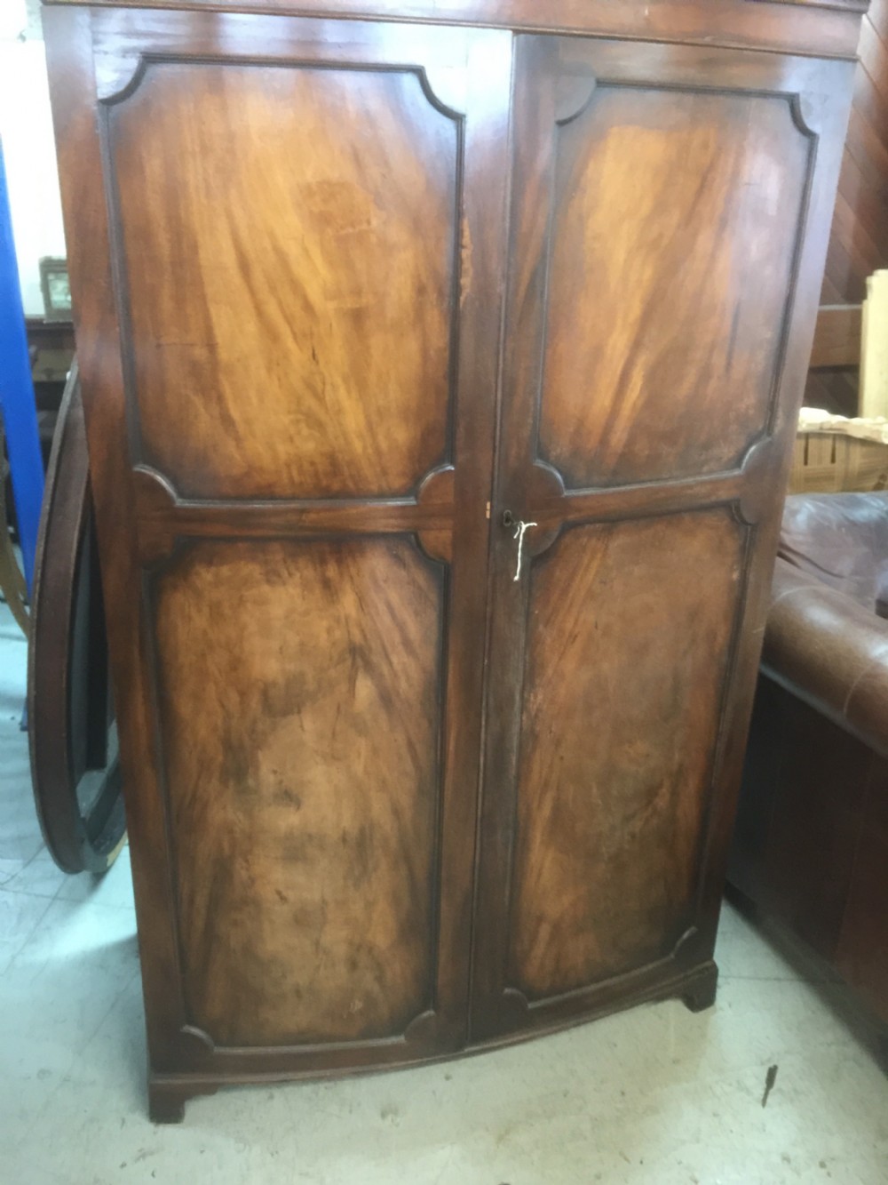 Edwardian bow fronted mahogany wardrobe  View II