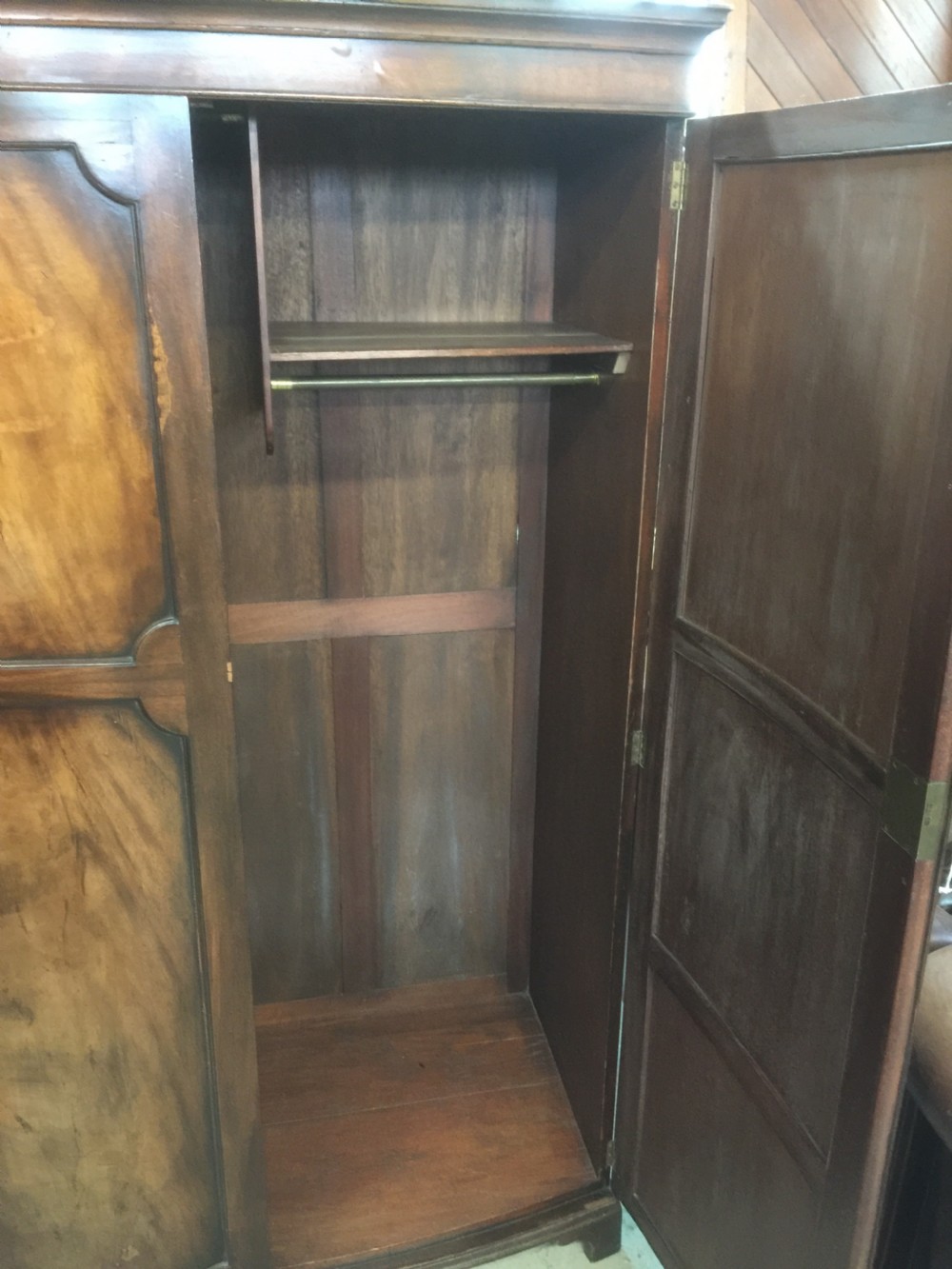 Edwardian bow fronted mahogany wardrobe  View III