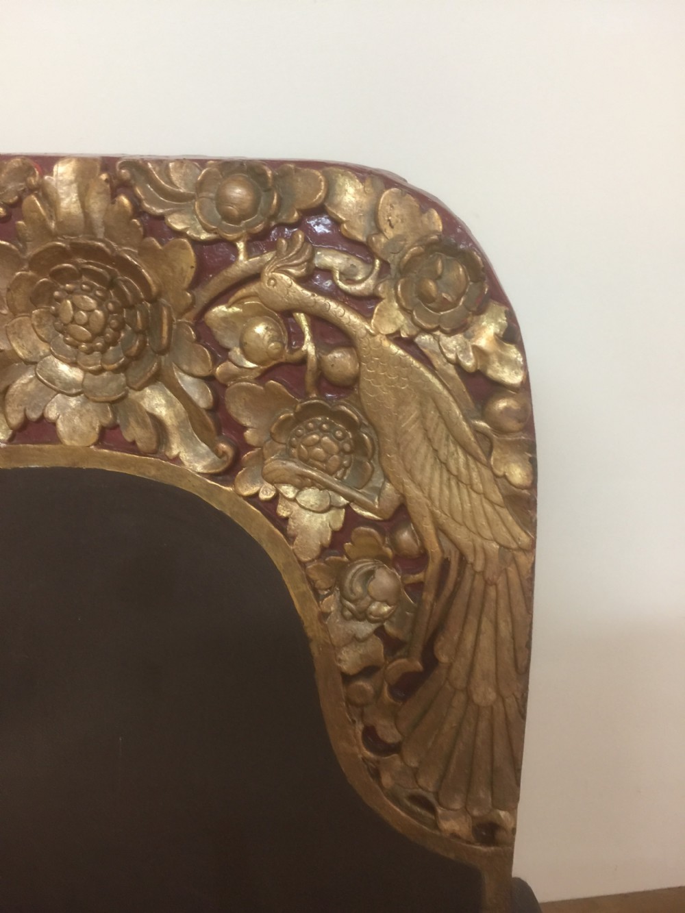 Pair of SE Asian solid wood carved temple chairs circa 1920 View VII
