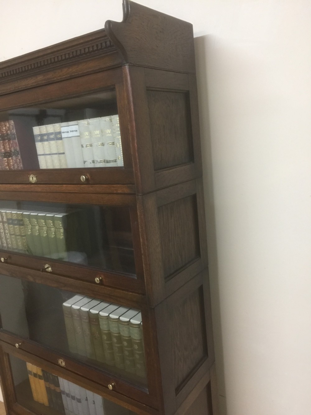 Oak stacking Barristers Lebus bookcase  View III