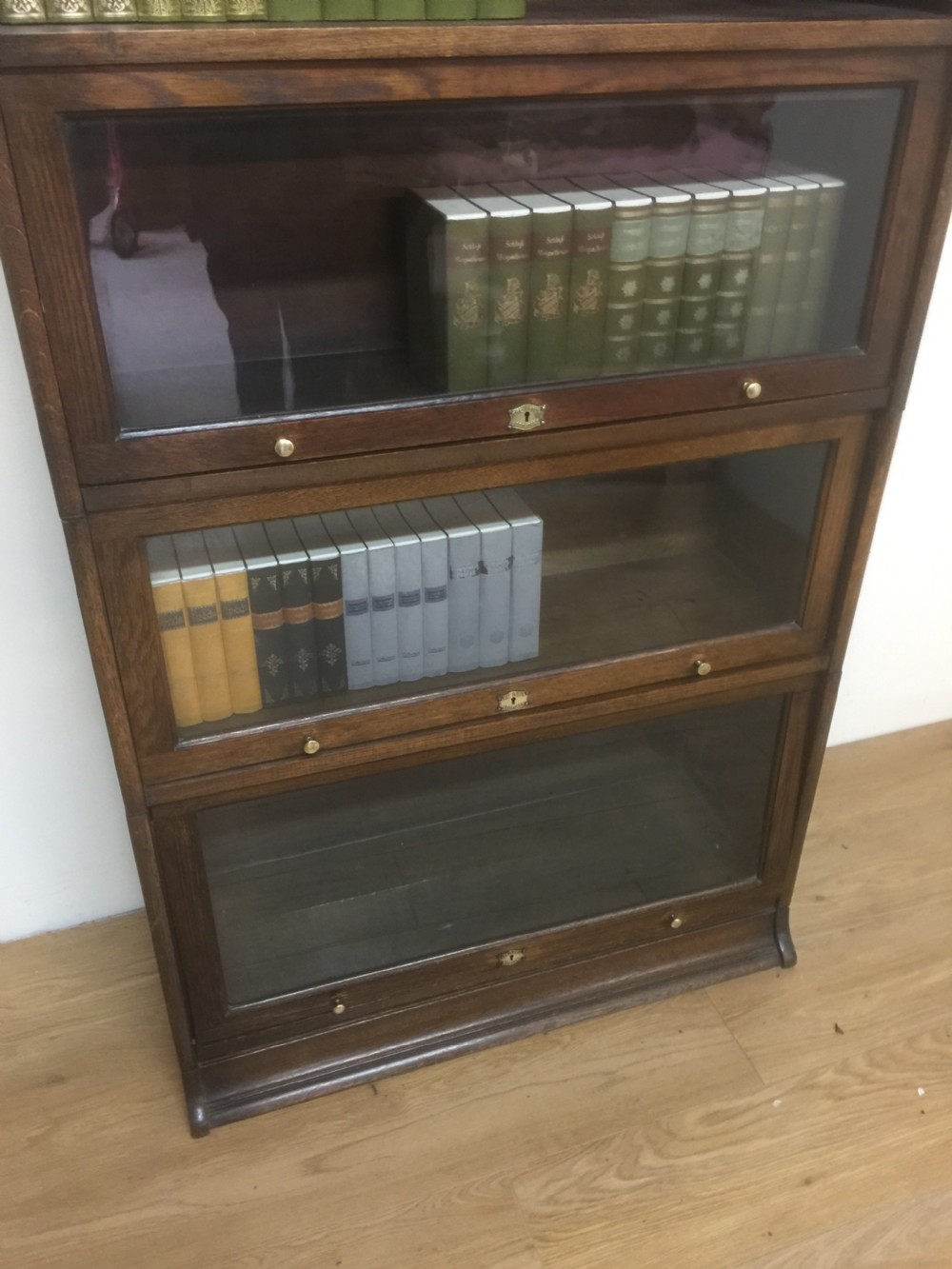 Oak stacking Barristers Lebus bookcase  View X
