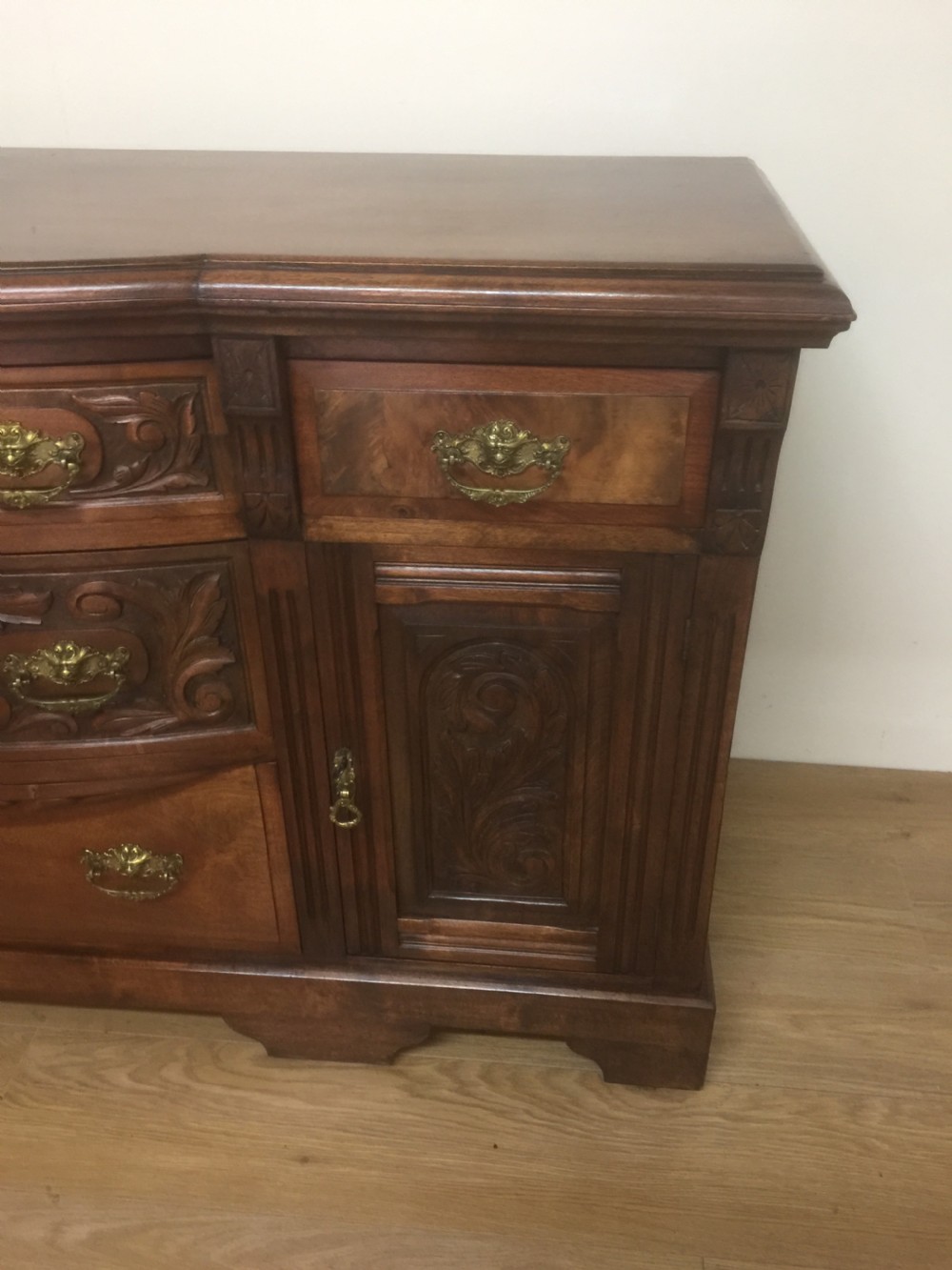 Late Victorian carved walnut Sideboard base circa 1890 View IV