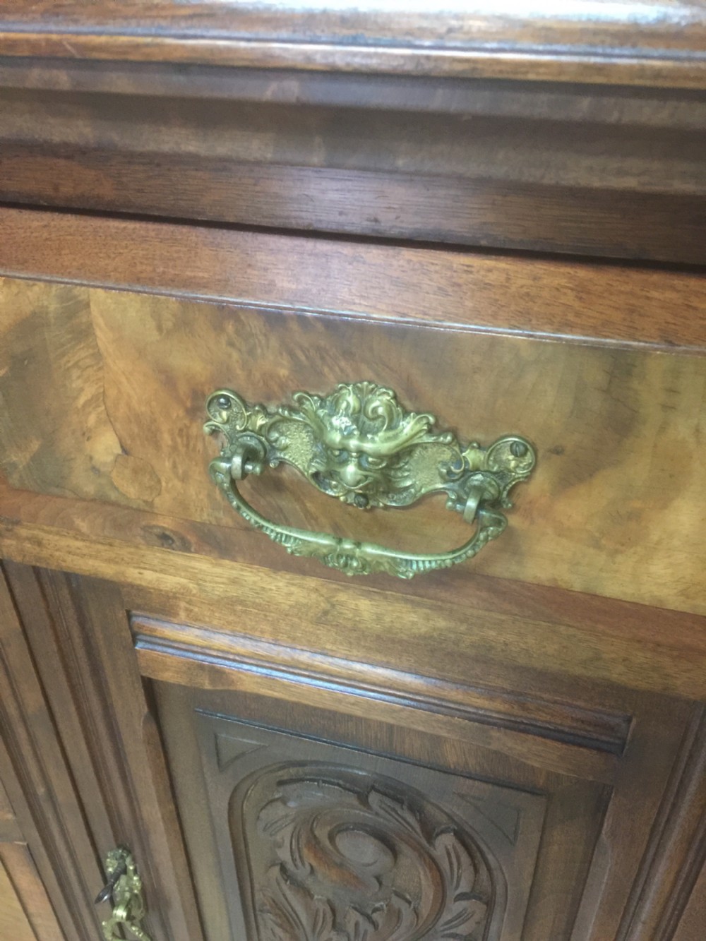 Late Victorian carved walnut Sideboard base circa 1890 View VII