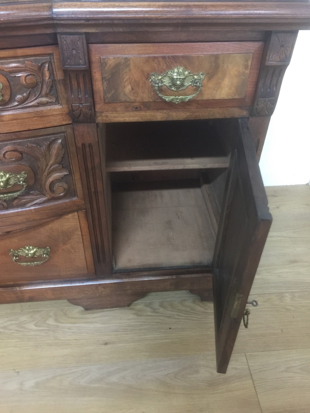 Late Victorian carved walnut Sideboard base circa 1890 View IX