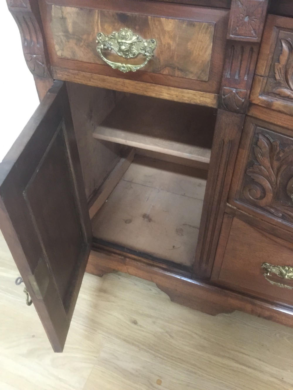 Late Victorian carved walnut Sideboard base circa 1890 View X