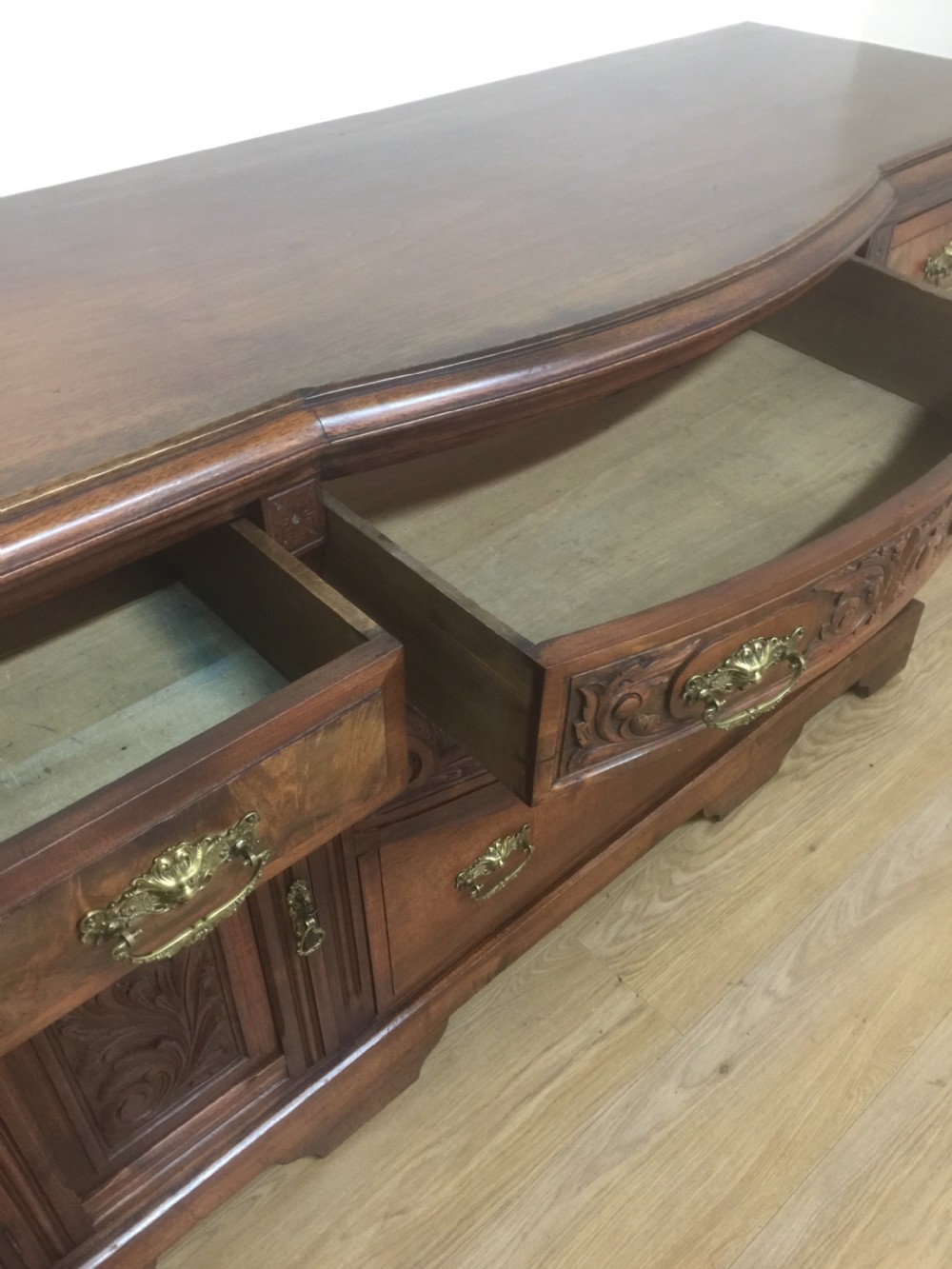 Late Victorian carved walnut Sideboard base circa 1890 View XI