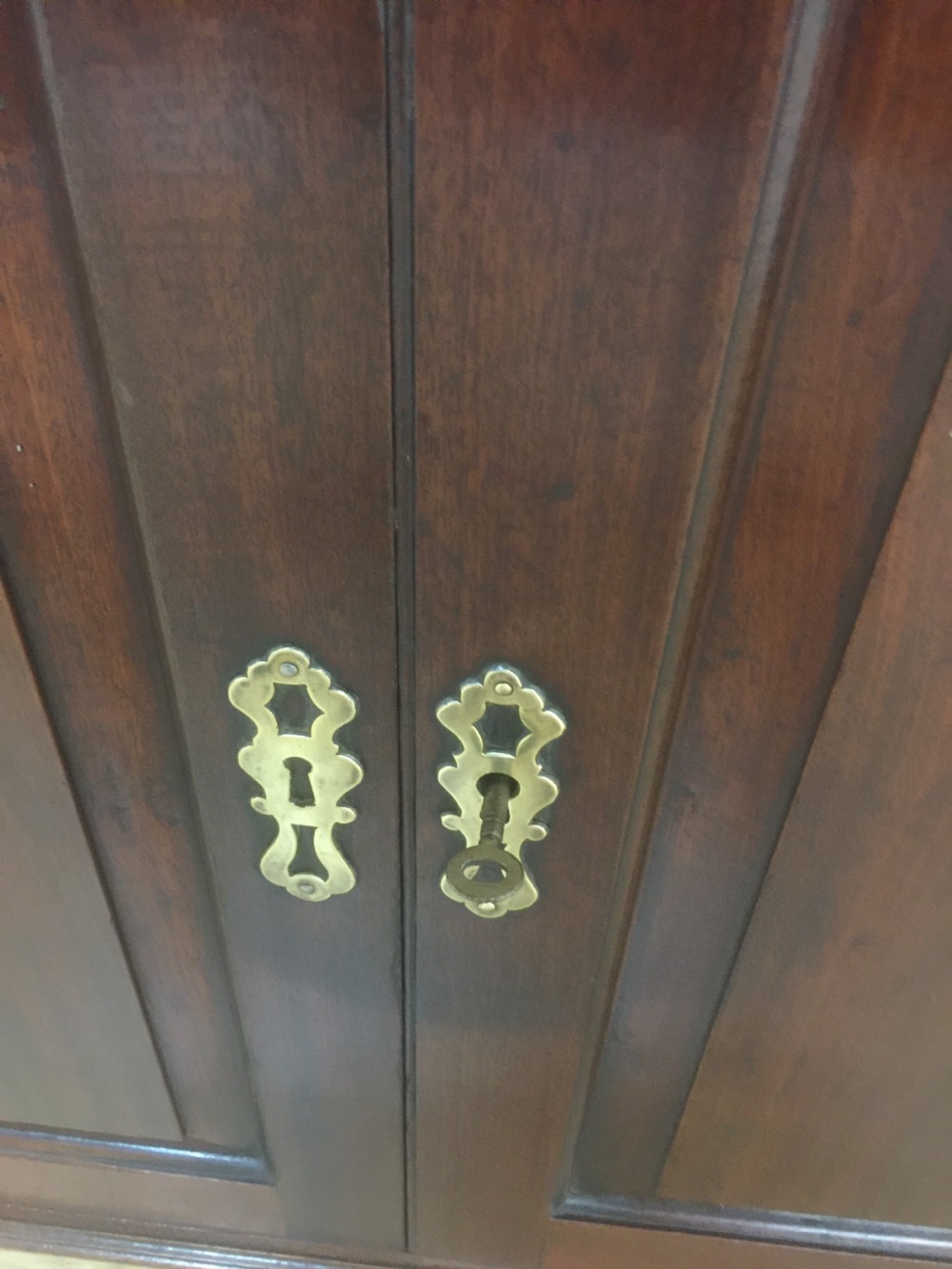Small nineteenth century mahogany campaign  folio cupboard View IV