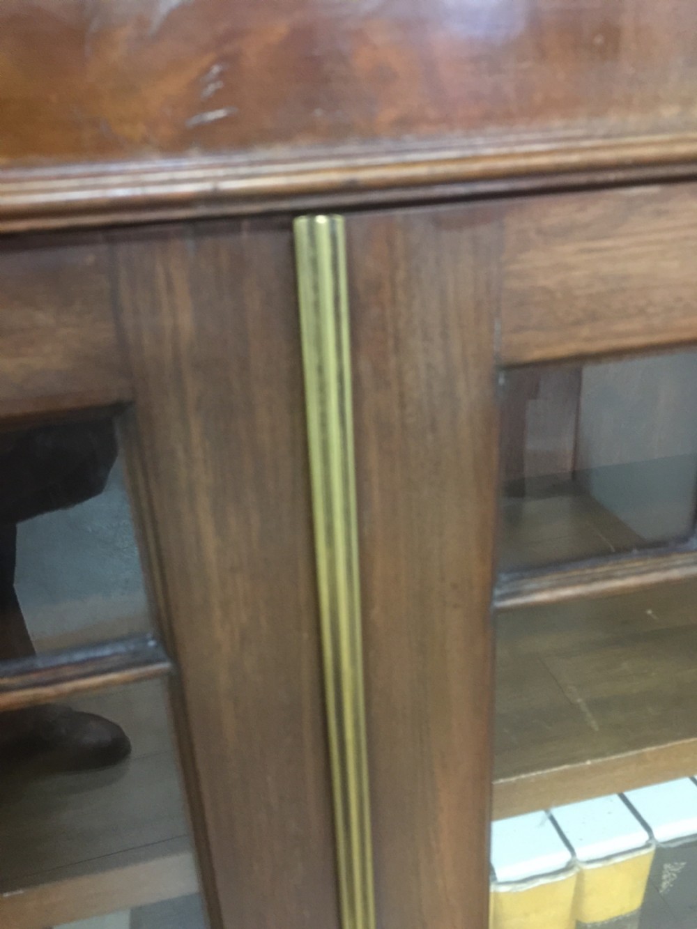 Edwardian mahogany astragal glazed three door bookcase  View VI