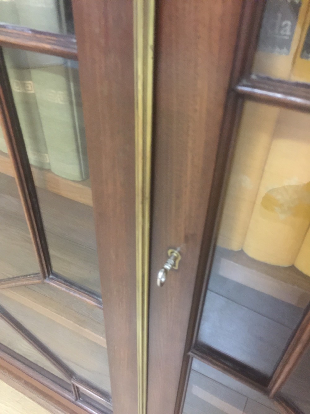Edwardian mahogany astragal glazed three door bookcase  View IX