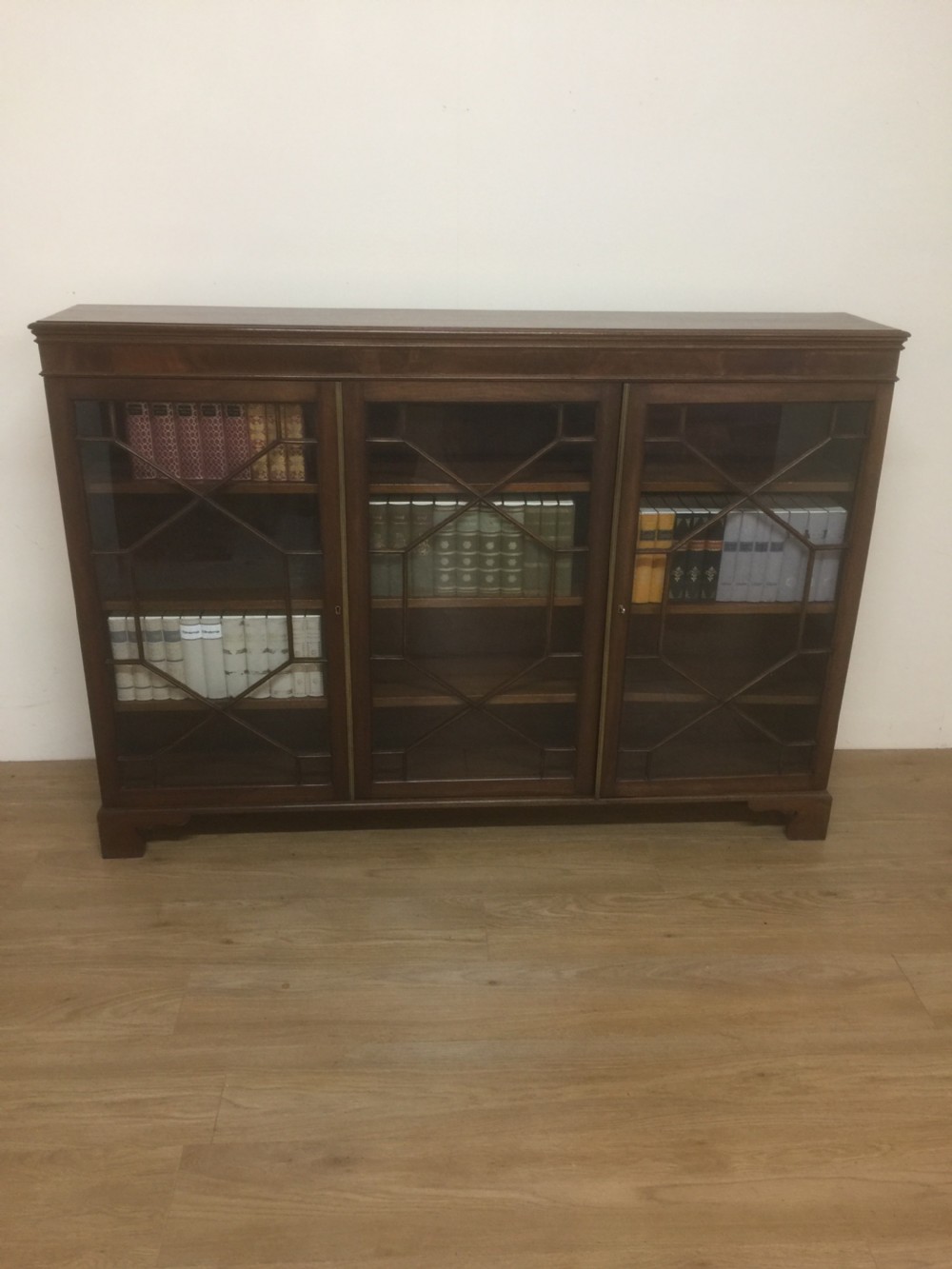 Edwardian mahogany astragal glazed three door bookcase  View XIII