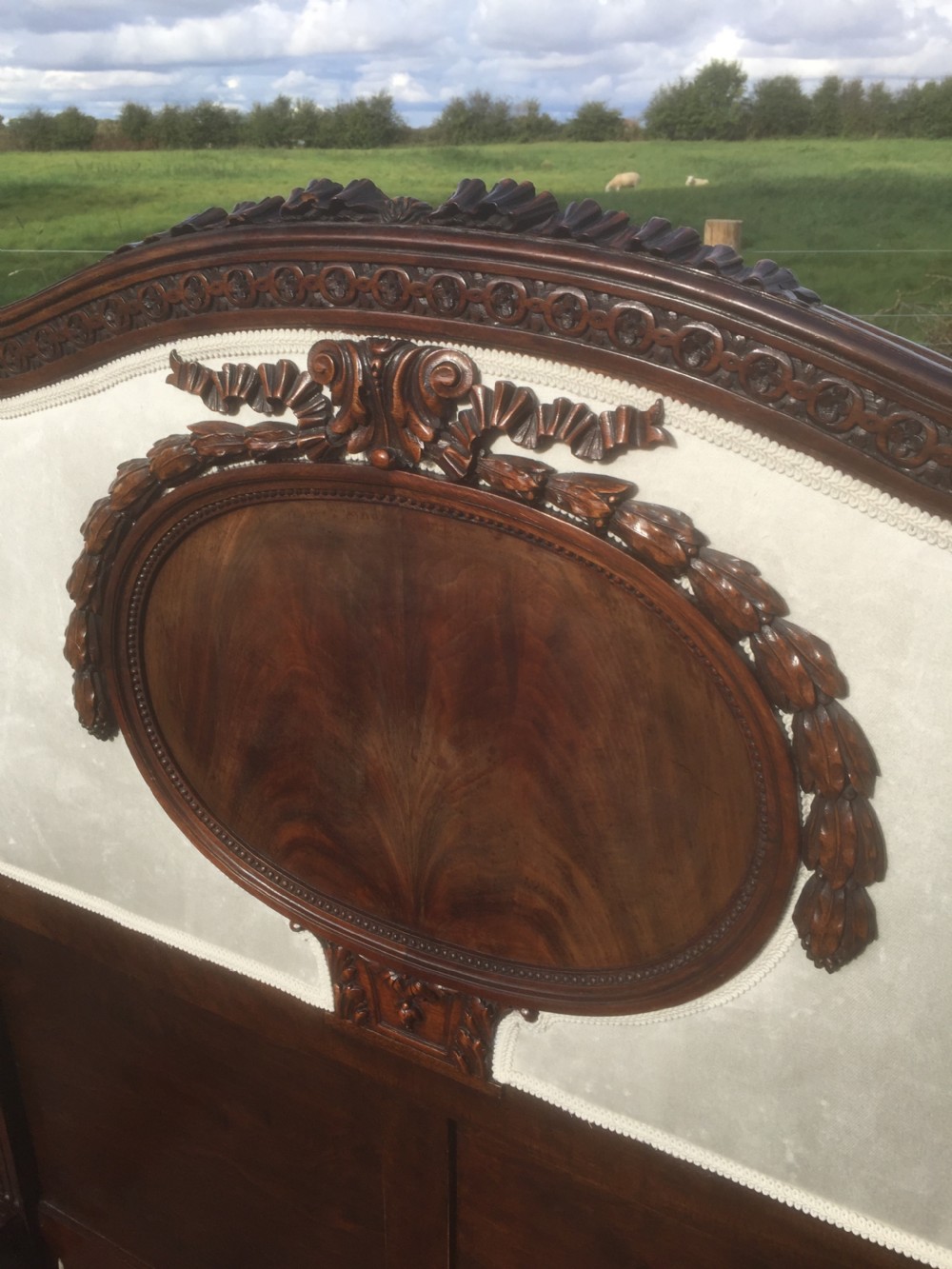 Pair of Edwardian carved mahogany single beds Stunning quality View VII