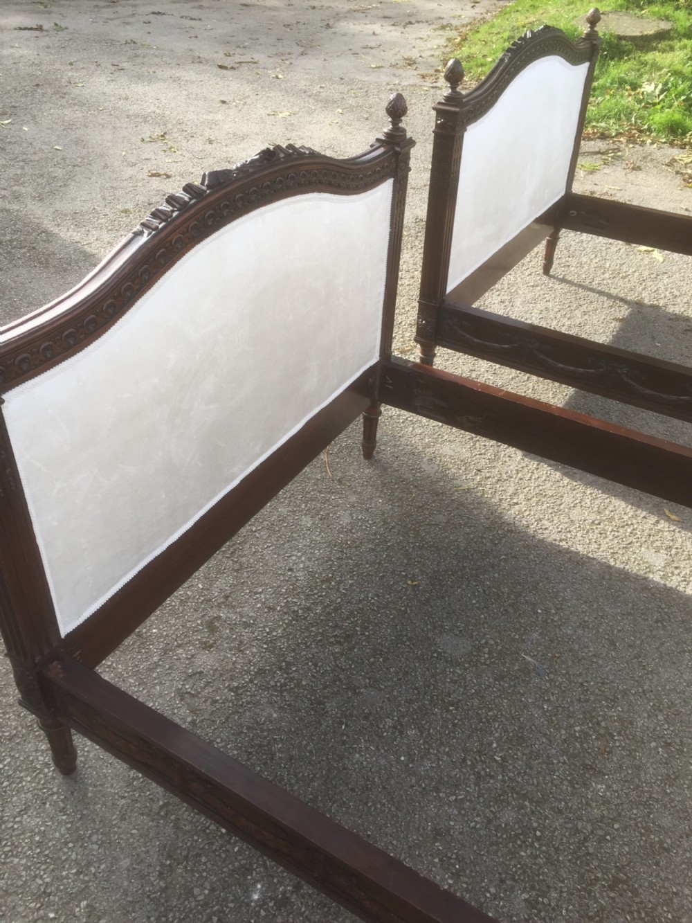 Pair of Edwardian carved mahogany single beds Stunning quality View IX
