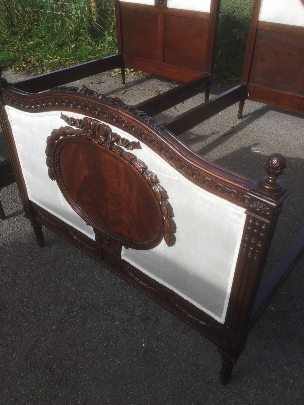 Pair of Edwardian carved mahogany single beds Stunning quality View XI
