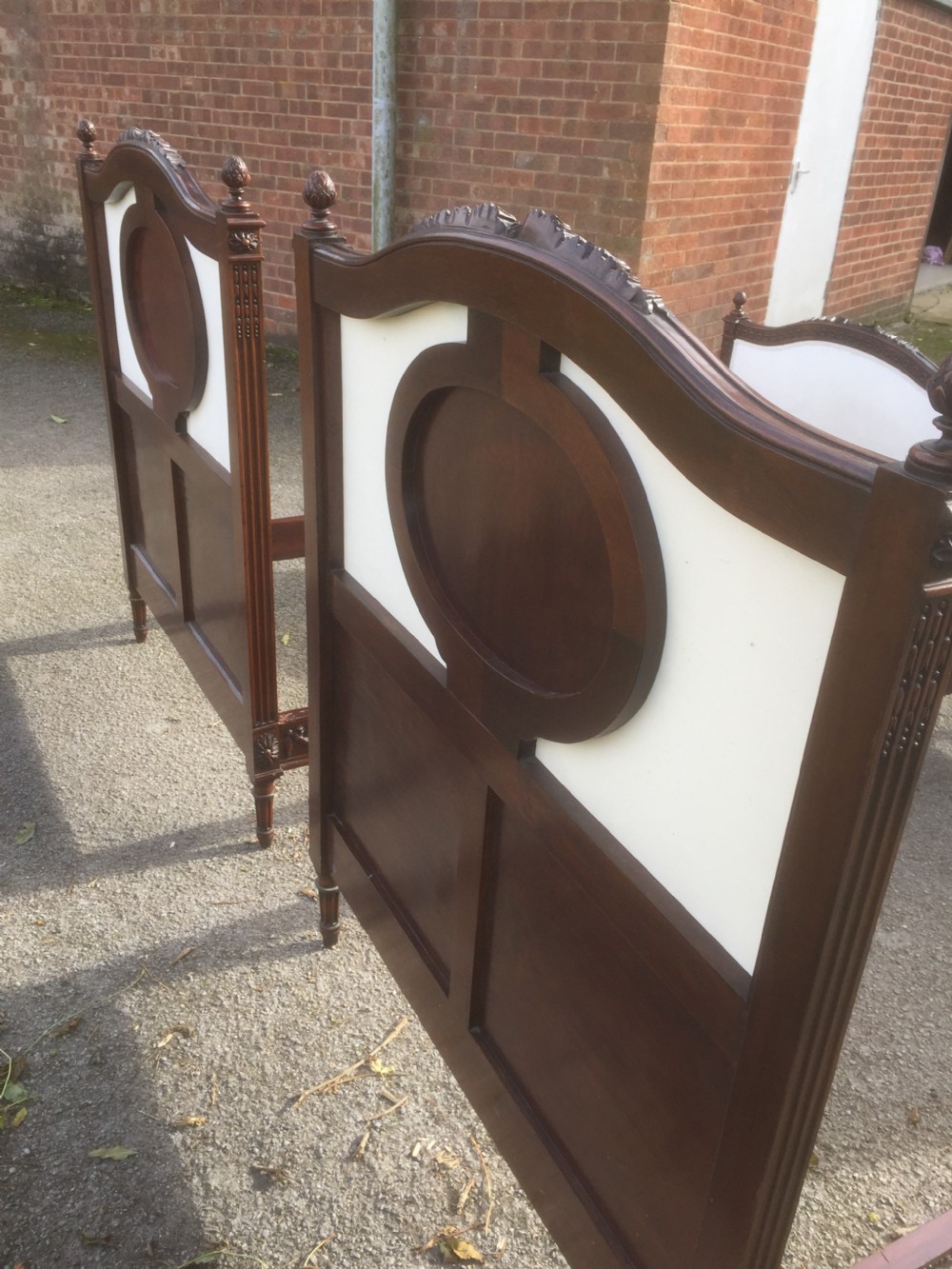 Pair of Edwardian carved mahogany single beds Stunning quality View XV