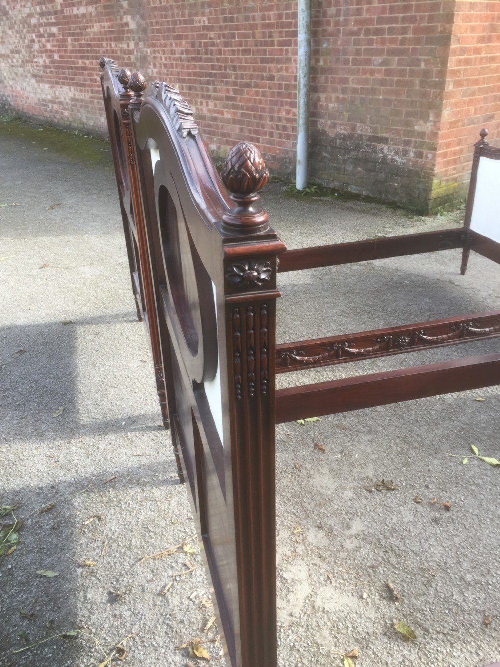Pair of Edwardian carved mahogany single beds Stunning quality View XVI