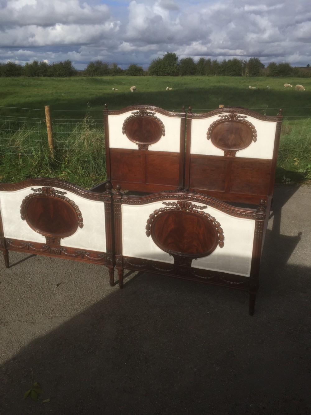 Pair of Edwardian carved mahogany single beds Stunning quality View XIX