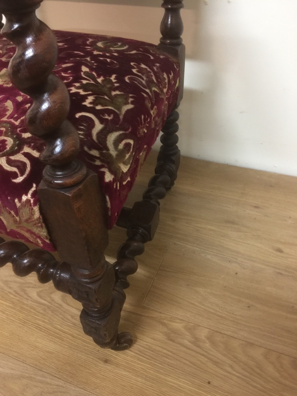 Country house Victorian solid oak Jacobean style armchair  View II