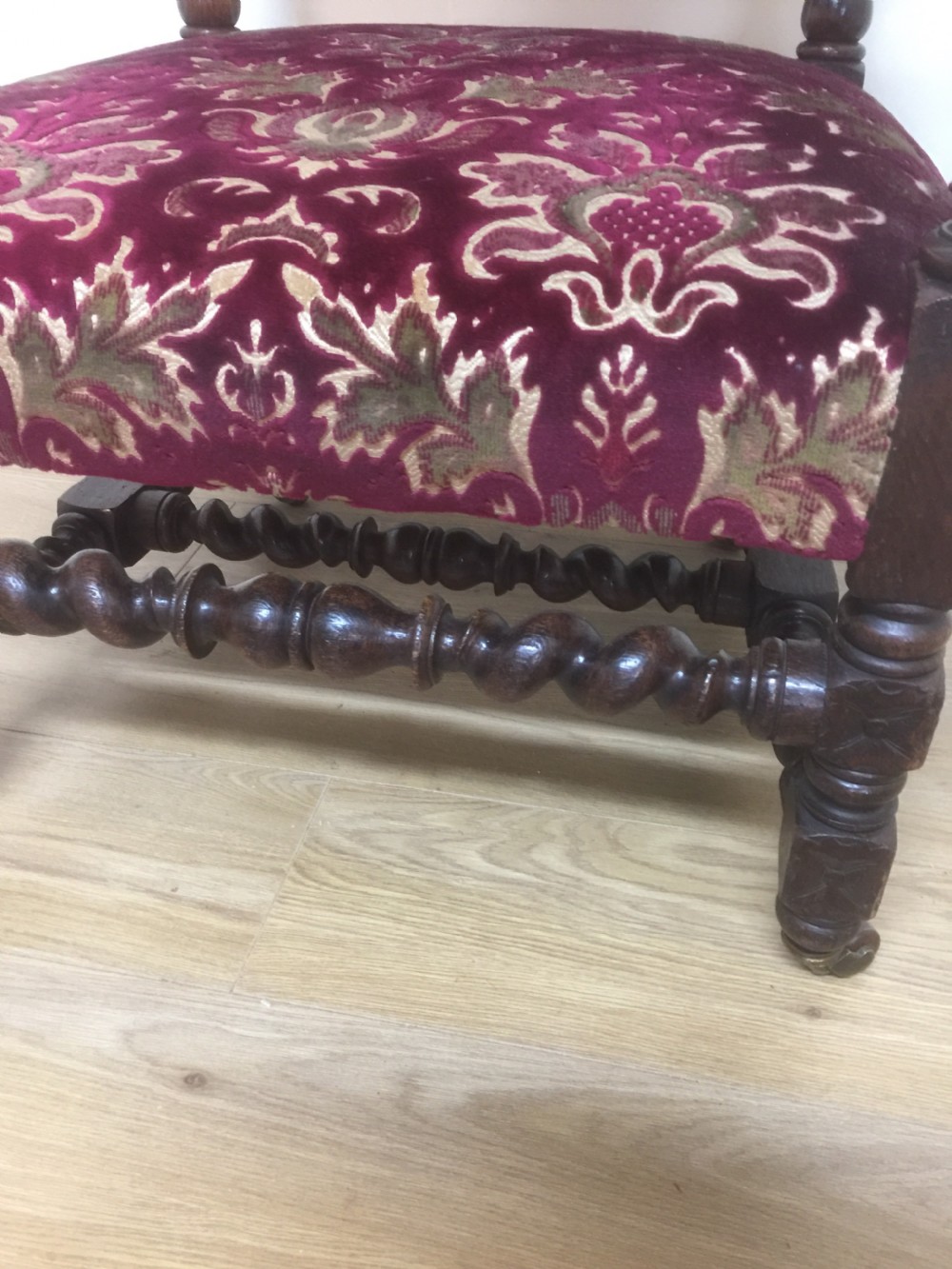 Country house Victorian solid oak Jacobean style armchair  View IV
