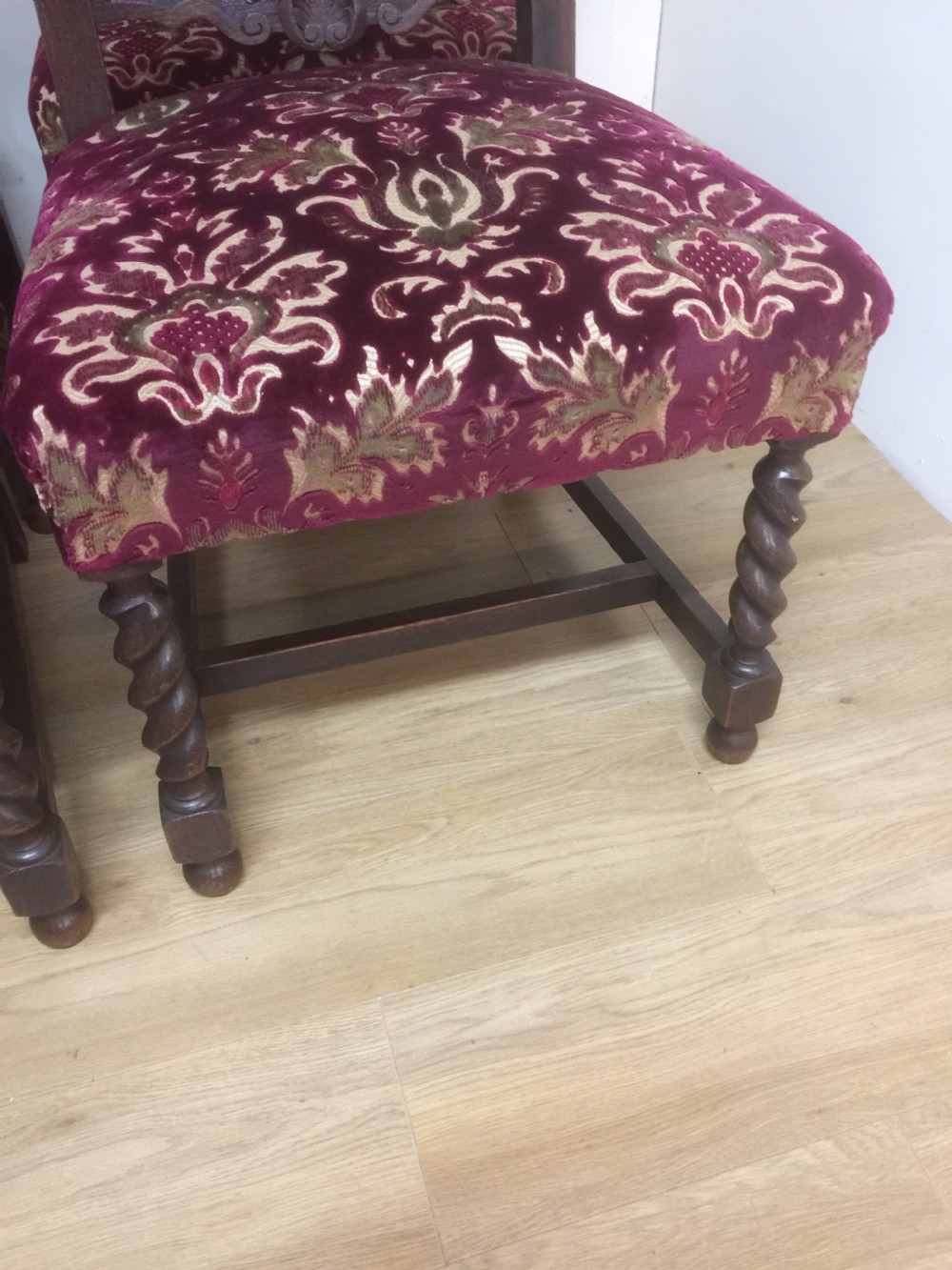 Six Victorian carved Jacobean style country house dining chairs  View IV