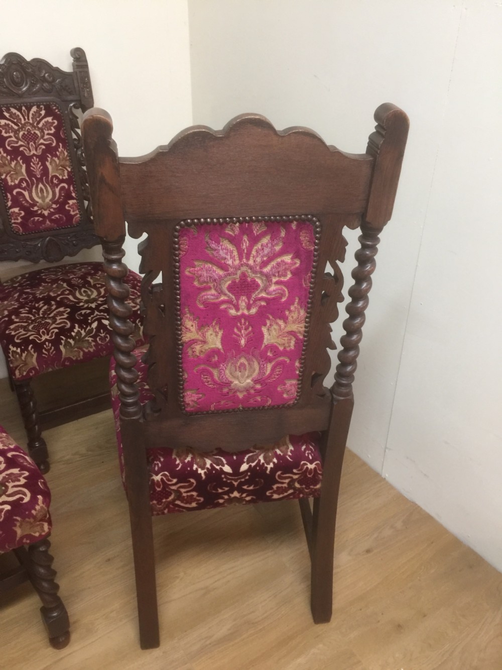 Six Victorian carved Jacobean style country house dining chairs  View VII