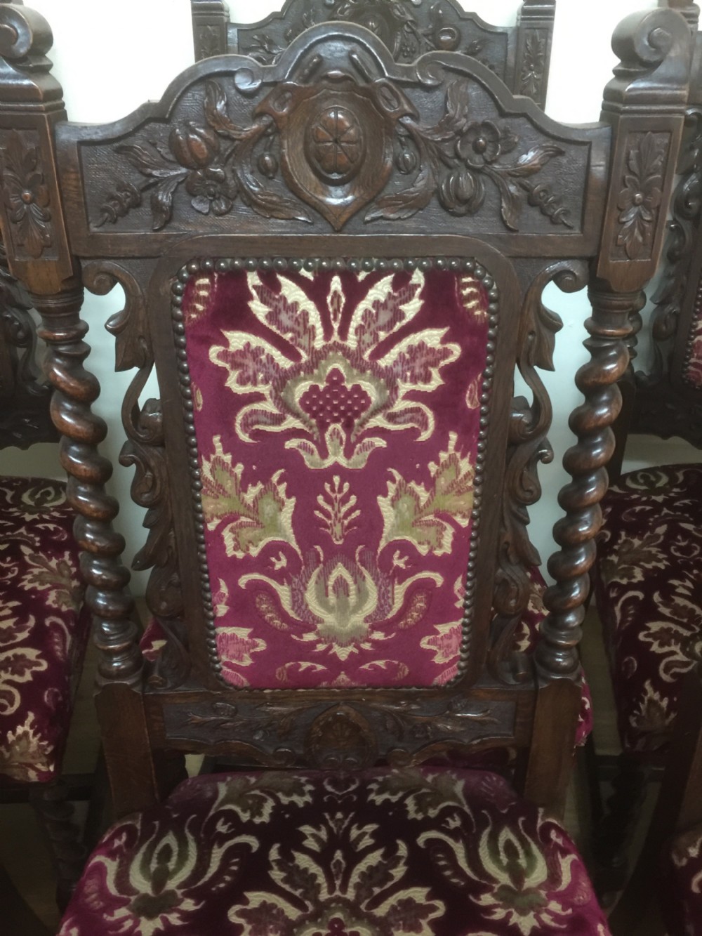 Six Victorian carved Jacobean style country house dining chairs  View XIII