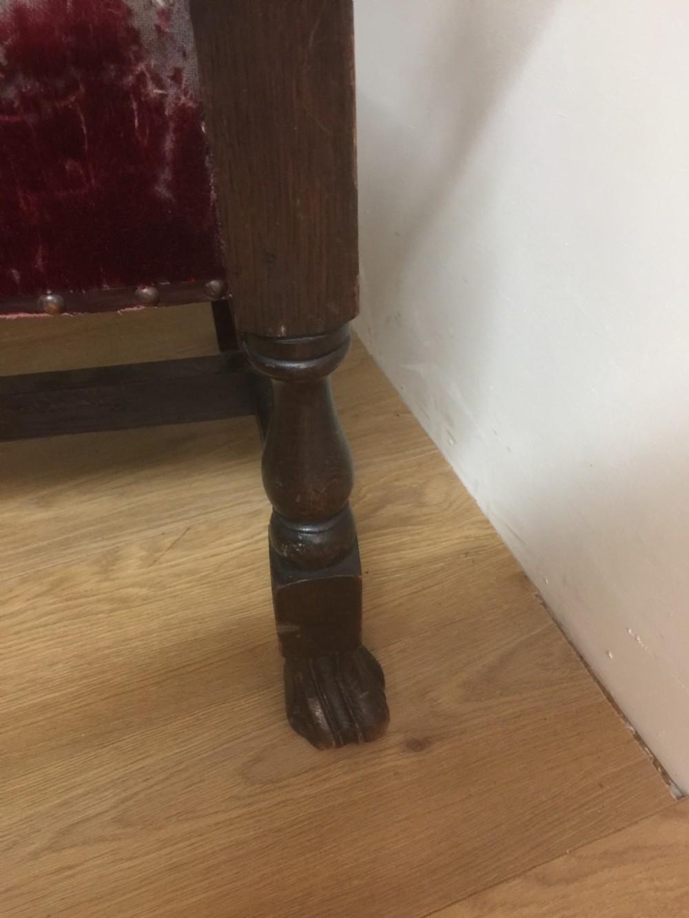Victorian tall stylised oak hall chair. For restoration View X