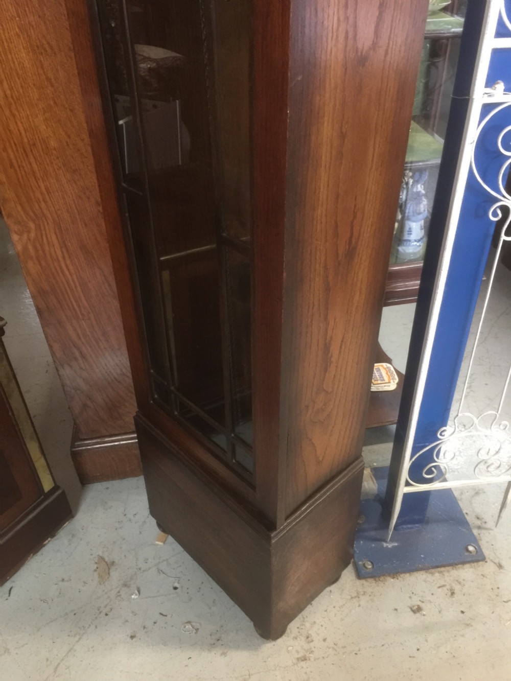 Art Deco oak three weight long case clock Westminster chimes  View IV
