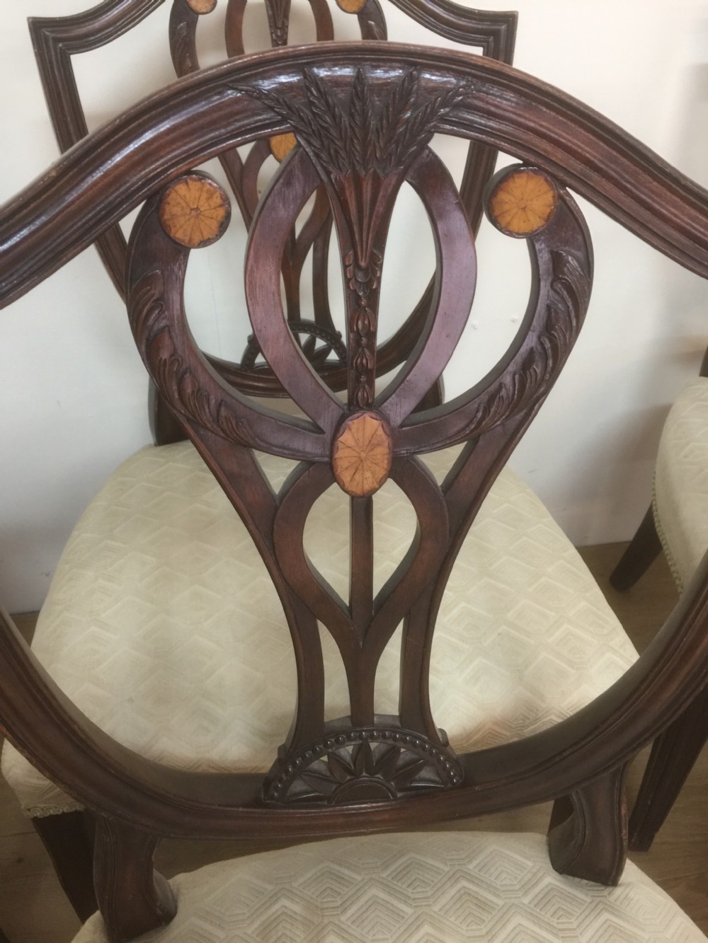 Six Sheraton Style Mahogany dining chairs  View V