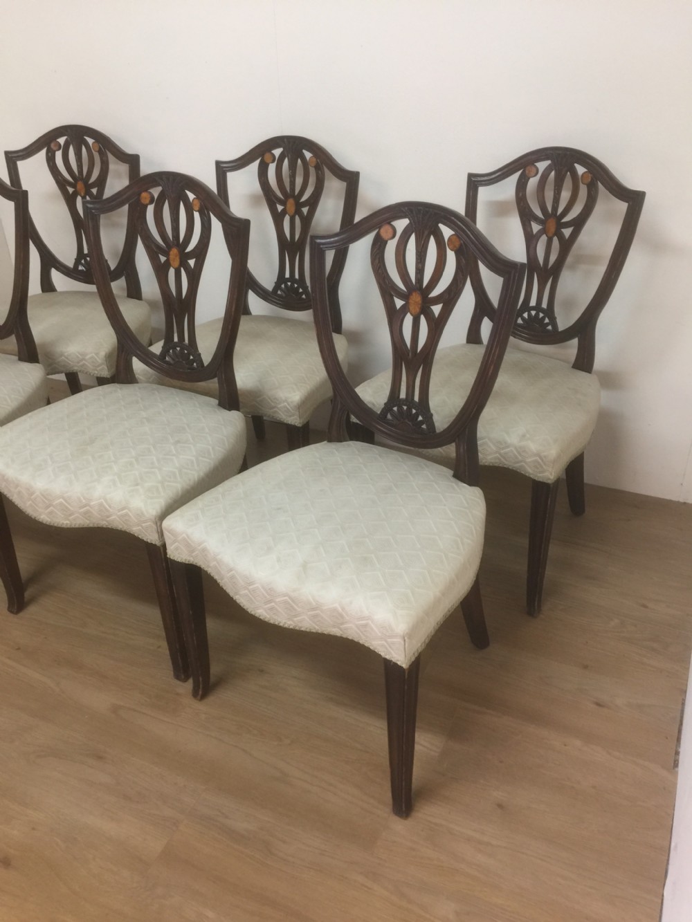 Six Sheraton Style Mahogany dining chairs  View X
