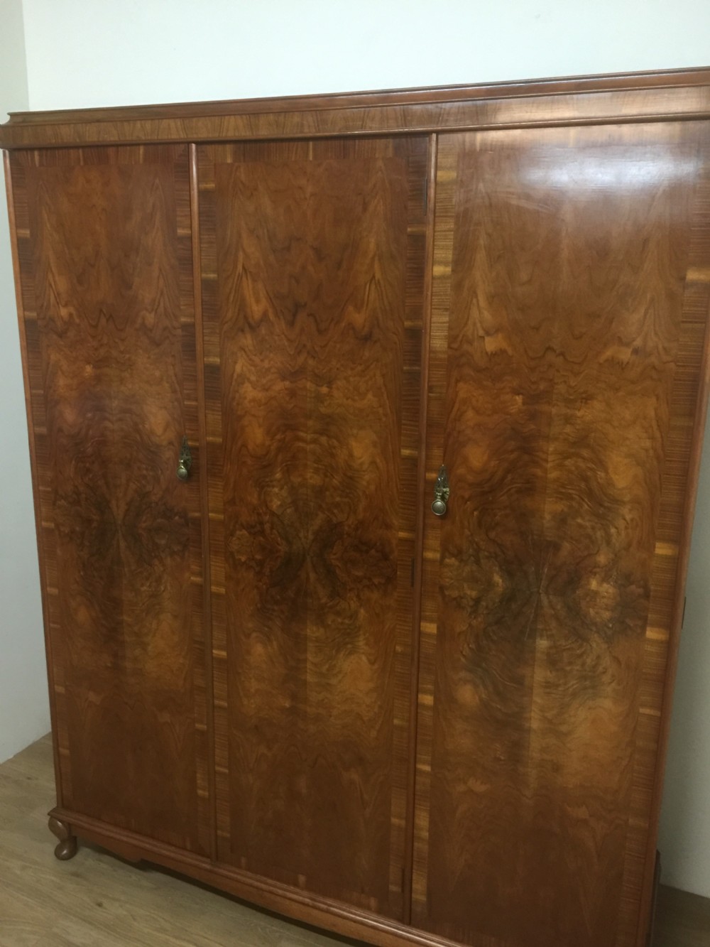 Art Deco three door burr walnut wardrobe  View II