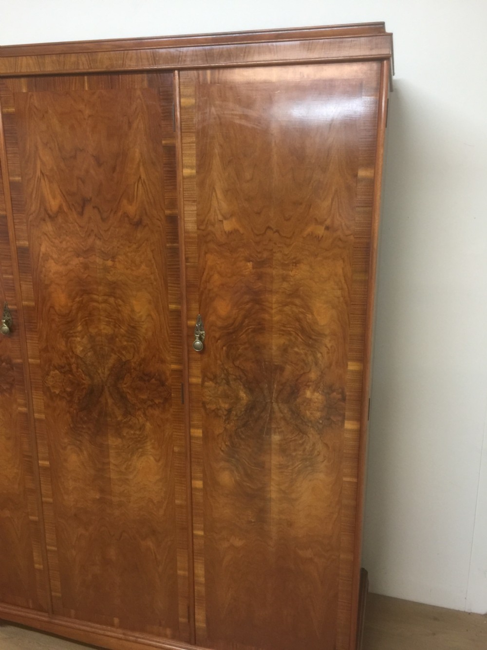 Art Deco three door burr walnut wardrobe  View III