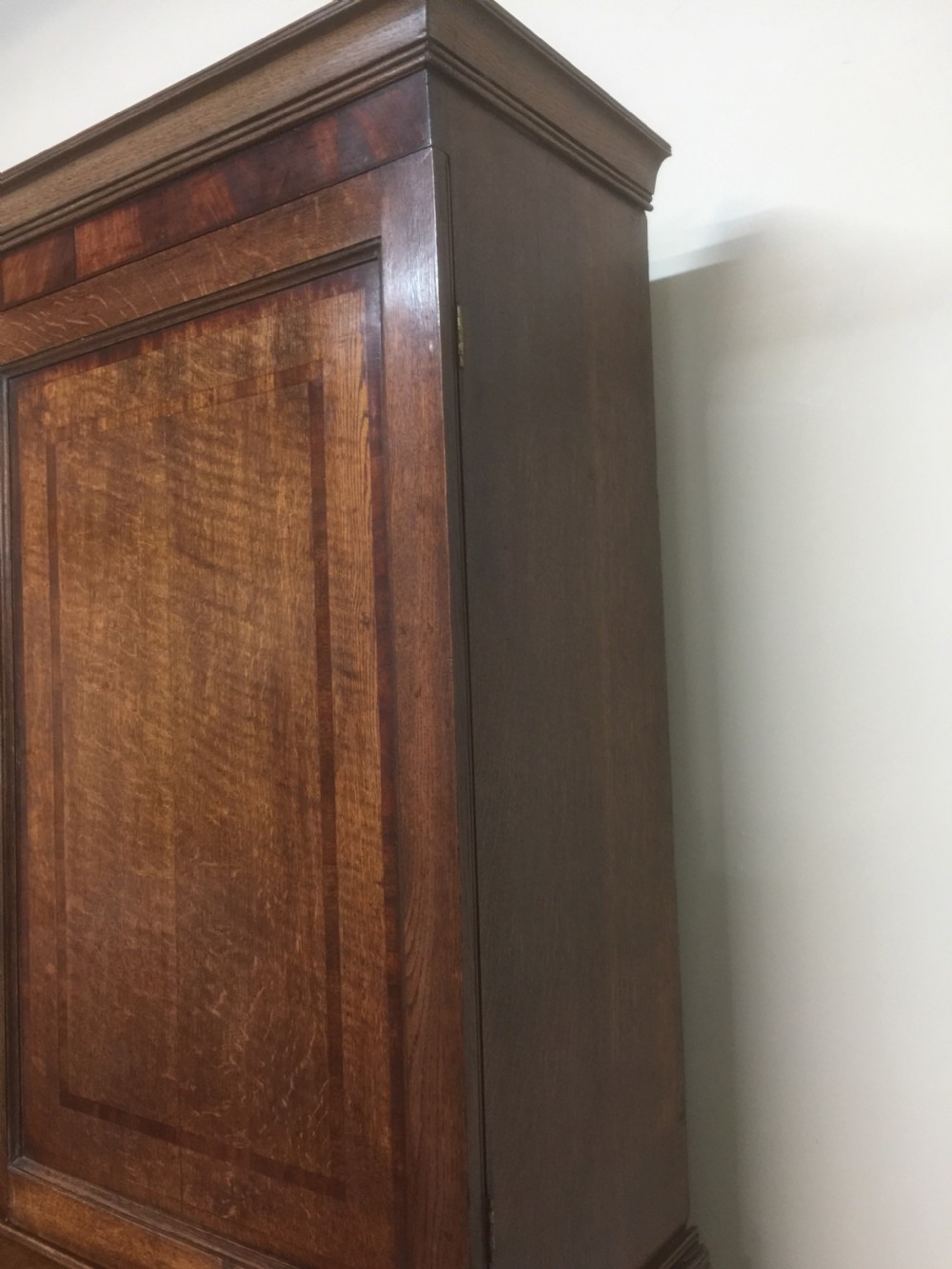 Georgian Oak housekeepers Cupboard crossbanded in Mahogany  View V