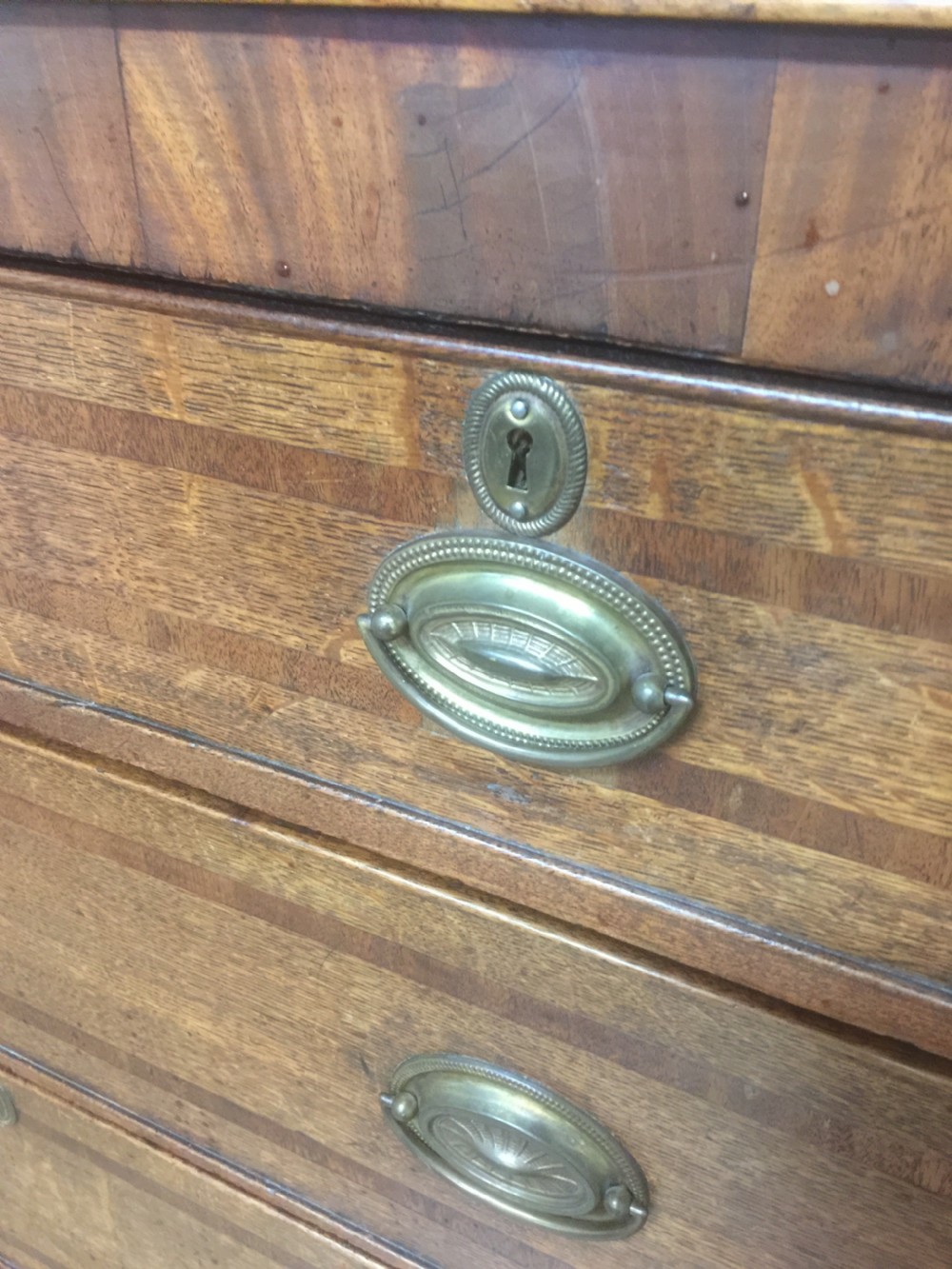 Georgian Oak housekeepers Cupboard crossbanded in Mahogany  View VII