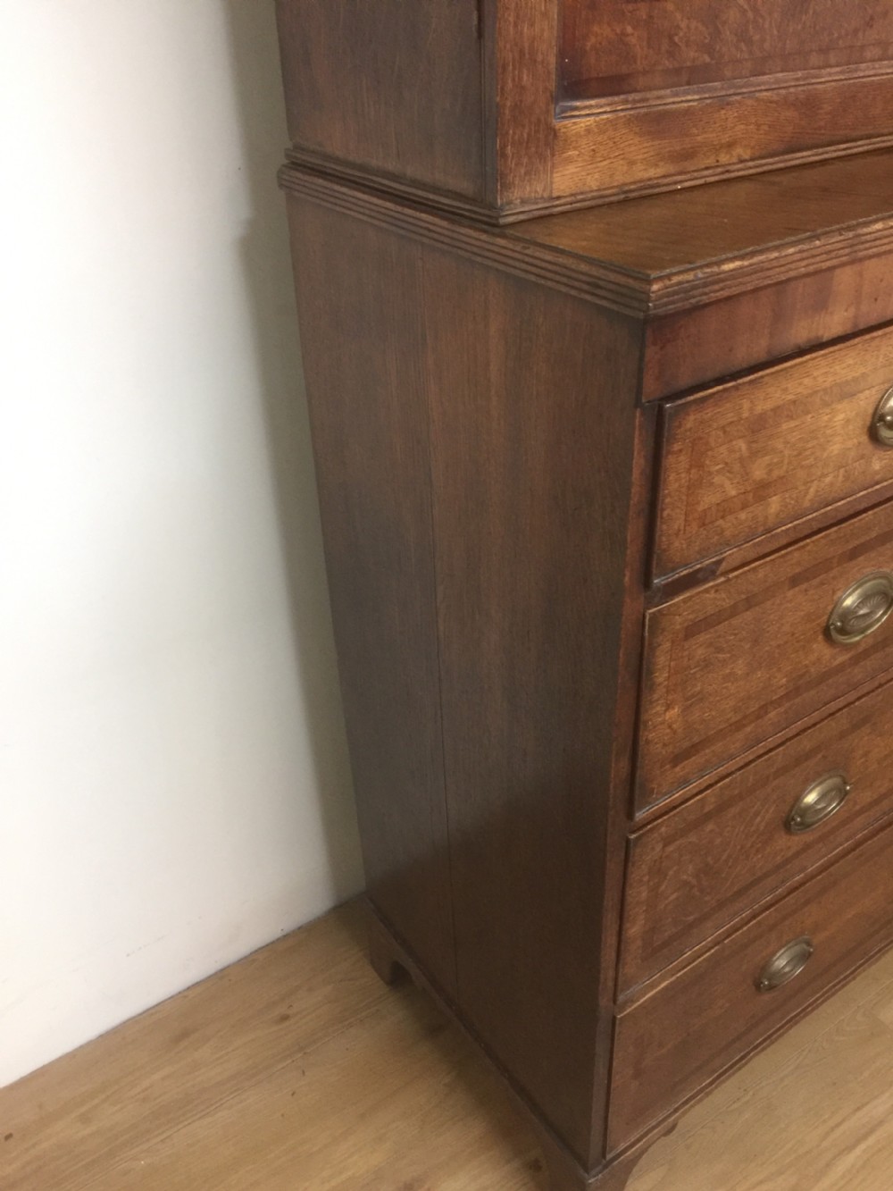 Georgian Oak housekeepers Cupboard crossbanded in Mahogany  View IX